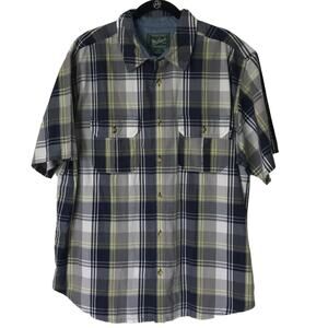 Woolrich Navy Plaid Casual Button Down Shirt, Size XL